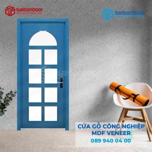 Cửa Gỗ MDF Veneer P1G9 xanh Da Trời