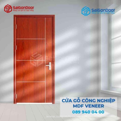 Cửa Gỗ MDF Veneer P1R4b Xoan Đào