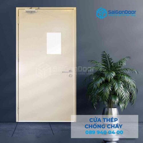 Cửa thép chống cháy SGD-TCC-P1G1 kính cường lực