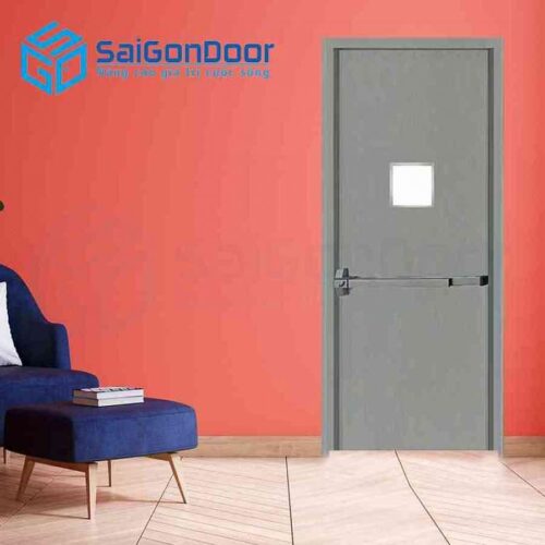 Cửa thép chống cháy SGD-TCC-P1G1 xám thanh thoát hiểm-1