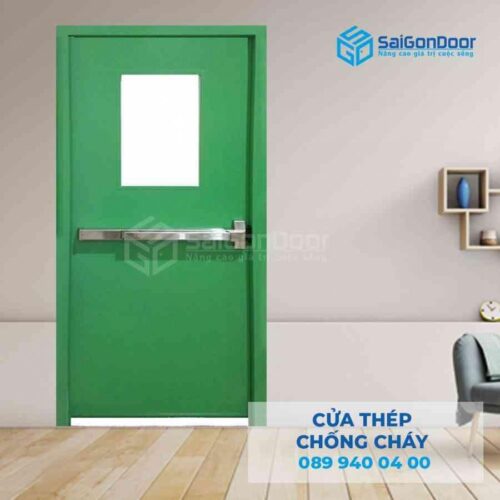 Cửa thép chống cháy SGD-TCC-P1G1 xanh